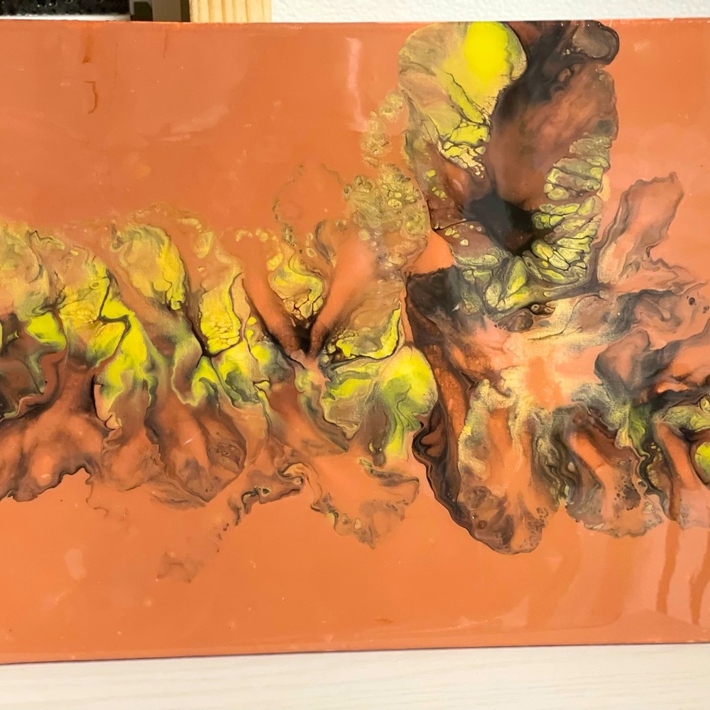 Original Acrylic fluid pour painting.  11 X 14 on canvas.  Epoxy resin finish.